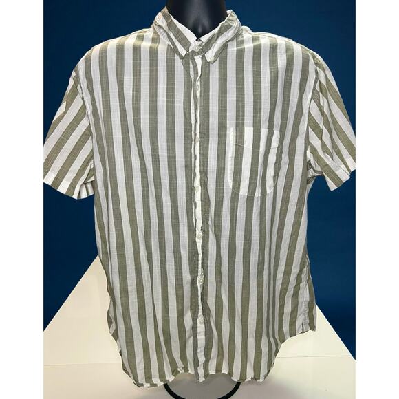 J.Crew Classic Fit Men’s XL Button-Down Shirt Green White Striped Re-Imagined - Picture 1 of 12